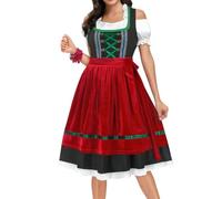 Cokbyavla Women's Oktoberfest Dirndl for Carnival, Oktoberfest Outfit German Bavarian Beer Girl Dirndl Dress Medieval Costumes Russian Dresses For Women Blue Maid Dress Beer Costume Adult L
