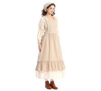 Cokbyavla Women's Oktoberfest Dirndl for Carnival, Oktoberfest Outfit German Bavarian Beer Girl Dirndl Dress Medieval Costumes Russian Dresses For Women Blue Maid Dress Beer Costume Adult L