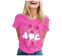 Cokbyavla Womens Pink Ribbon Letter Tee, Stronger Than Cancer T-Shirt It's A Beautiful Day to Fight Cancer Shirt in October We Wear Pink Shirt Ribbon Breast T-Shirt Breast M