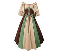Cokbyavla Womens Plus Size Vintage Victorian Dress,Women's Medieval Court Dress Renaissance Fair Dress Queen Black Peasant Dress Beer Mug Retro Clothes For Women 1990s 1940s Dres(Khaki,M)