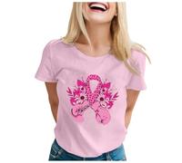 Cokbyavla Women's Ribbon Graphic Tees,Women's V-Neck Breast Cancer Survivor T-Shirts Plus Size Breast Cancer Support Gifts for Women Pink Sweatshirt for Woman Cancer Ribbon T Shirt Cancer Butt
