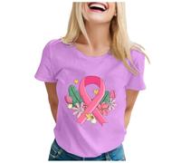 Cokbyavla Women's Stronger Than Cancer Short Sleeve Tops,Women's Plus Size Breast Cancer T-Shirts Plus Size Women's Breast Cancer Support Shirts Breast Cancer Survivor Pink Tank Top Pink Ribbo