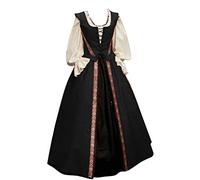 Cokbyavla Womens Victorian Dresses,Pirate Corset Women's Renaissance Costume Set Women Gothic Dress Punk Witch Off Shoulder Maid Outfit for Girls Women Vintage Cream Lace Maxi Dress ROM