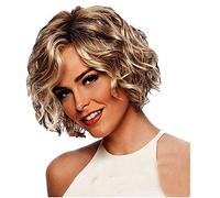 Cokbyavla Womens Wigs for Women Women Gold Brazilian Short Wavy Curly Parting High Temperature Fiber Wig Hair Satin Scarf for Hair Wrapping at Night (Gold, One Size)