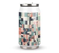 Coke Cups,Colorful Square Shapes Printed Cans Cup,Stainless Steel Coke Cup Personalized Coke Cups are Perfect for The Gym,travel,home,running,office,picnic,camping,garden,outdoor,hotel,beach and More