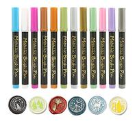 COKEENA 12PCS Metallic Wax Seal Stamp Marker Kit - 12 Vibrant Colors, Premium Bullet Tips, Water-Based Ink, Non-Toxic, Acid-Free, For Wax Seals, Rocks, Ceramics, Wood, Cards, Envelopes, DIY Crafts