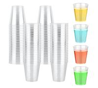 CoKeeSun 100 PCS Hard Plastic Shot Glasses Reusable, 50ml Shot Glass, Small Clear Cups Jelly Shots Set, Mini Sample Tasting Cups for Weddings,Party, Festival, BBQ