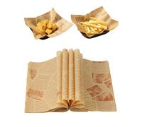 CoKeeSun 120 Pcs Greaseproof Paper Sheets Newspaper, 22cm*22cm Printed Food Wrapping, Burger Paper, Food Basket Liners, Wax Paper for Bread Sandwich Fish Chip Deli Cakes Gift