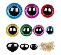 CoKeeSun 169 Pcs Safety Eyes for Crochet Toys Set 6mm-12mm, Plastic Crochet Eyes and Noses for Amigurumi Colorful Glitter Toy with Washers for Teddy Bear Making DIY Dolls Crafts