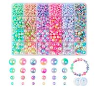CoKeeSun 2000PCS Pearl Beads, 4/6/8/10mm, Coloured Pearl Beads with Holes, Round for Jewellery Making, Bracelet Making, Crafting, Necklaces, Earrings, DIY