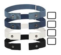 CoKeeSun 4 Pcs No Buckle Belts for Women Elastic Belt Buckle Free Invisible Ladies Belts Adjustable Unisex Waist Belt for Jeans Pants Dress, 4 Colors
