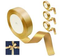 CoKeeSun 4 Rolls Satin Ribbon, 100 Yards/92m x 2.5cm Champagne Gold Ribbon, Valentine's Day Ribbons for Gift Wrapping, Fabric Polyester Ribbon for Crafting Wedding Hair Bows Cake Decoration