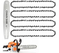 CoKeeSun 4Pcs 12Inch Chainsaw Chains with 12 Inch Chainsaw Guide Bar, Mini Replacement Chain Saw Chain, Low-Kickback Chains- 3/8" Pitch - 0.05" Gauge(1.3mm) Gauge - 45 Drive Links
