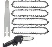 CoKeeSun 4Pcs Chainsaw Chains 6Inch with 6 Inch Chainsaw Guide Bar, Mini Replacement Chain Saw Chain, Low-Kickback Chains- 1/4" Pitch - 0.043" Gauge(1.1mm) Gauge - 37 Drive Links