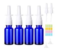CoKeeSun 4PCS Nasal Spray Bottle Glass, 10ml Empty Nasal Spray Bottle Refillable, Fine Mist, Glass Direct Spray Container with Nozzles, Funnels and Label Sticker for Saline Solution, Medical Water