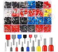 CoKeeSun 900Pcs Twin Bootlace Ferrules, 0.5-16mm² Dual Terminals Connectors, Crimp Connectors, Wire Ferrules Kit with Box,Double Wire Quick Connect,Insulated Cord Pin End Terminal Great Assortment Kit