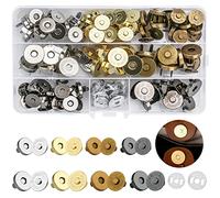 CoKeeSun Magnetic Clasps for Bags 60 Pcs, Magnetic Buttons 14mm and 18mm, Metal Bag Clasps and Closures Set with Washers, Metal Snap Buttons for Handbag Tote Bags Purses Crochet Bag Wallet Sewing DIY