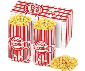 CoKeeSun Popcorn Bags for Party, Popcorn Boxes 300pcs, Popcorn Bags Individual Servings, Popcorn Cups, Bulk Carnival Halloween Christmas Snack Candy Packs for Cinema Theatre Birthday, 21*9*6cm (Red)