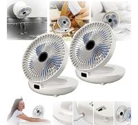 COKEEY Household Dual Purpose Kitchen Fan, USB Rechargeable Wall Hanging Fan, Small Desk Fans, 3 Speed Foldable Desk Wall Mount Fans for Bedroom,Office, Kitchen,Yoga (White-2PCS)