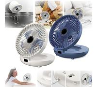 COKEEY Household Dual Purpose Kitchen Fan, USB Rechargeable Wall Hanging Fan, Small Desk Fans, 3 Speed Foldable Desk Wall Mount Fans for Bedroom,Office, Kitchen,Yoga (Blue+White)