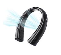 COKEEY Neck Fan, Portable Fan Rechargeable, Hanging Bladeless with Ice Tiles, Personal Head Cooling Wearable 5 Speeds, LED Display for Women Men Home Office Travel(Black,3000mAh)