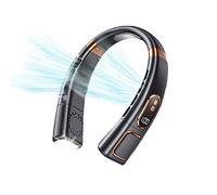 COKEEY Neck Fan,Portable Fan Rechargeable,Hanging Bladeless with Ice Tiles,Personal Head Cooling Wearable 5 Speeds,LED Display Men Home Office Travel (3000mAh, Black), (COKEEY0621001)