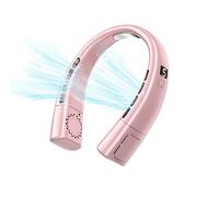 COKEEY Neck Fan, Portable Fan Rechargeable, Hanging Bladeless with Ice Tiles, Personal Head Cooling Wearable 5 Speeds, LED Display for Women Men Home Office Travel(pink,2000aMh)