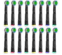 Cokfais Toothbrush Head with Covers Compatible with Braun Oral b Electric Toothbrushes, 16 Precision Replacement Brush Heads for Oral-b Pro Smart Vitality Genius (16 Black, 16 Count(Pack of 1))