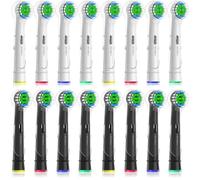 Cokfais Toothbrush Head with Covers Compatible with Braun Oral b Electric Toothbrushes, 16 Precision Replacement Brush Heads for Oral-b Pro Smart Vitality Genius (8 White+8 Black, 16 Count(Pack of 1))