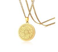 COKINPR Seals of The Seven Archangels Necklace Pendant Mens Faith Stainless Steel (golden)