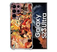 Cokitec Nakama One Piece Tempered Glass Case for Samsung Galaxy S23 Ultra Manga