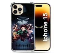 Cokitec Reinforced Case for iPhone 15 (6.1) Manga Demon Slayer Black