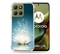 Cokitec Reinforced Shell Case for Motorola G15 Lotus Flower White