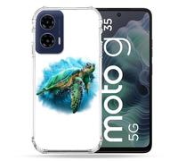 Cokitec Reinforced Shell Case for Motorola G35 5G Animal Turtle White Multi-Coloured