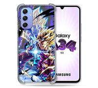 Cokitec Reinforced Tempered Glass Case for Samsung Galaxy A34 5G Manga Dragon Ball Sangohan Duo