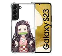 Cokitec Tempered Glass Reinforced Case for Samsung Galaxy S23 Manga Demon Slayer Nezuko