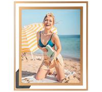 Cokiyaya 8"×10" Picture Frame, Gold Glass Photo Holder, Crystal, Tabletop Use or Wall Mounted, Vertical or Horizontal Display, Classy For Mother's Day, Anniversary, Birthday or Wedding