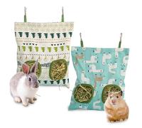 Cokoozoo 2 Pack Rabbit Hay Feeder, Hanging Hay Bags, 2 Hay Bag for Rabbits 2-Hole Hanging Hay Feeder Guinea Pig Hay Bags, Hanging Hay Bags, for Guinea Pigs, Bunnies, Chinchillas, and Hamsters