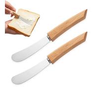 Cokoozoo 2PCS Butter Knives Set, Butter Knife Spreader with Beechwood Handle & Steel Blade, Cheese Knives for Easy Spread, ButterSpreader for Toast, Sandwich & Pastry Use, Baking, Kitchen Breakfast