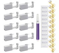 Cokoozoo Disposable Ear Piercing Kit 10 Pcs with Stainless Steel Gun, Gold Plated Studs, Ear Piercing Gun, Alcohol Cotton & Marker Pen - Safe, Easy DIY Ear Piercing for Women & Men at Home