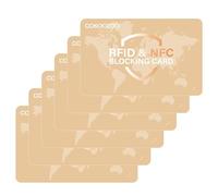 Cokoozoo RFID Blocking Cards 6PCS - Force Field Max Data & Credit Card Protectors, Secure PVC Wallet Essentials with Golden RFID Blocker for Maximum Privacy and Fraud Prevention