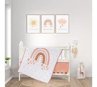Cokouchyi 3-Piece Boho Rainbow Crib Bedding Set, Standard Size, Baby Bedding Set, Neutral Rainbow Boho Bedding for Boys and Girls, Baby Bed Set, Crib Sheet, Duvet and Cot Skirt
