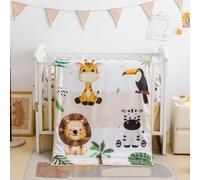 Cokouchyi Safari Animal Crib Bedding Set for Baby Boys Girls, 3-Piece Baby Crib Bedding Set, Standard Size Crib Set Including Crib Sheet, Comforter & Crib Skirt