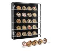Cokritsm Challenge Coin Display Case, 5 Rows Military Challenge Coin Display Box With Removable Shelves and Magnetic Door, Coin Box fits 45 Military Medals,Keepsake Coins, Medals, Pins, Badges