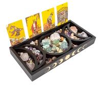 Cokritsm Crystal Tray for Stones,Moon Shape Triple-Tier Moon Crystal Box Versatile Display Tray for Tarot cards & Crystals,Crystal Storage Holder Tray
