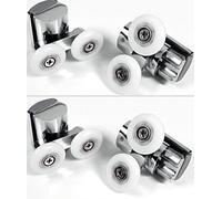 Cokritsm Shower Door Rollers 23mm Sliding Shower Doors Rollers, 2 Top and 2 Bottom Shower Runners for Curved Doors Glass Doors 4-8mm 4PCS