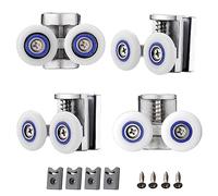 Cokritsm Shower Door Rollers for Curved Doors 26mm Sliding Shower Door Wheels, 2 Top and 2 Bottom Shower Runners in Stainless Steel, Shower Door Rollers for Glass Doors 6-8mm 4Pack