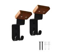 Cokritsm Wall Mount Helmet Holder , Motorcycle Cap Gear Rack, Carbon Steel with Double Hooks, Multi-Purpose Display Hanger for Jackets ,Hats 2 Pack
