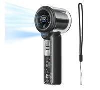 COKUNST Hand Held Fan with Mist Spray, 3000mAh USB Rechargeable Portable Fans with Adjustable 1-100 Speed, LED Display, 16000 RPM Mini Turbo Fan for Travel, Outdoor, Camp, Eyelash, Face, Summer Gifts