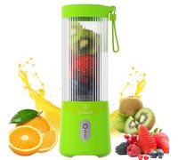 COKUNST Portable Blender, USB Rechargeable Personal Blender for Smoothies, 16 OZ Mini Juicer Mixer with 6 Blades, Small Blenders Cup with 2 Lids, Shake Bottle for Travel, Office, Gym, Kitchen Green